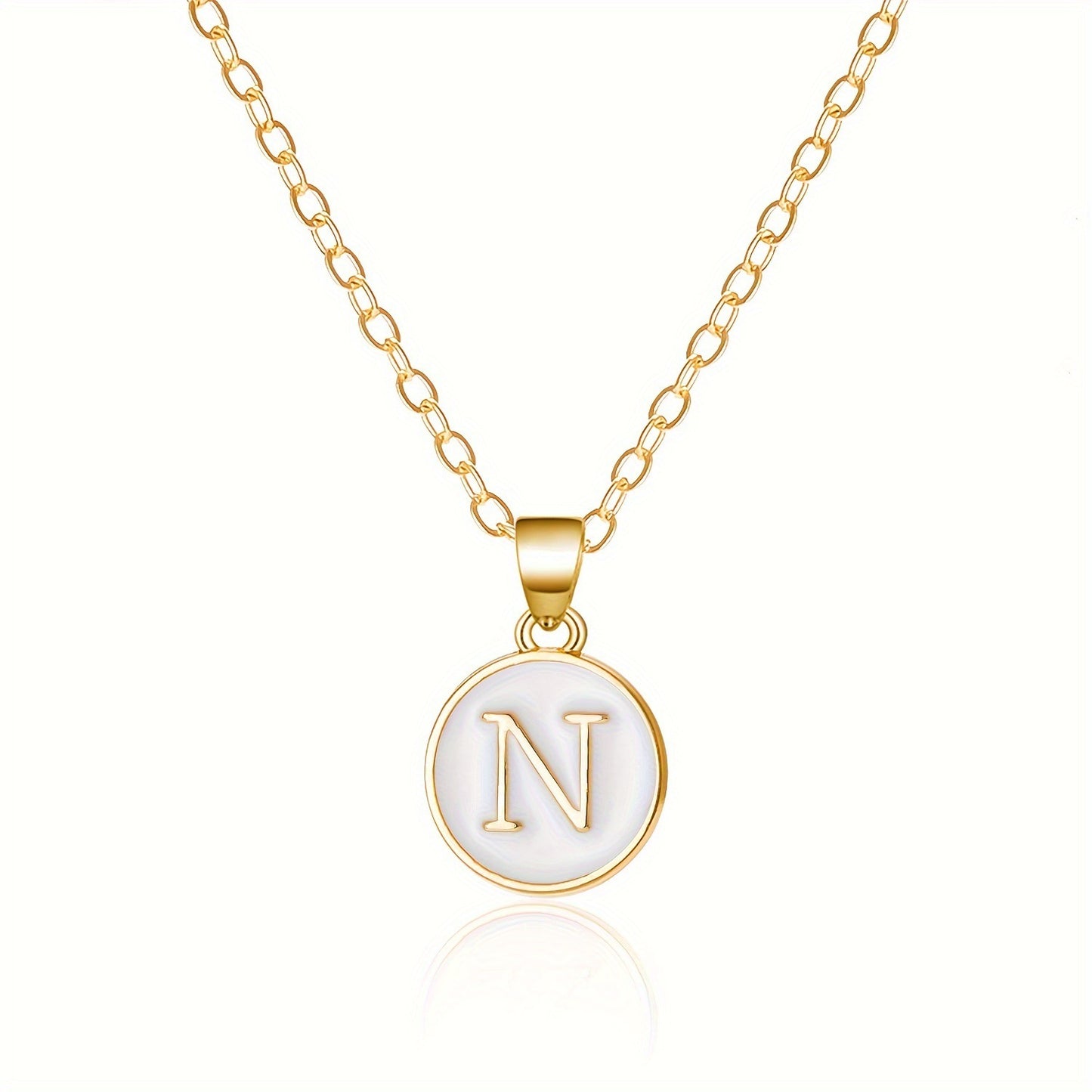 Collana con Pendente a Goccia d'Olio Alfabeto Lettera Rotonda Minimalista in Lega Placcata, Bicolore Bianco e Nero