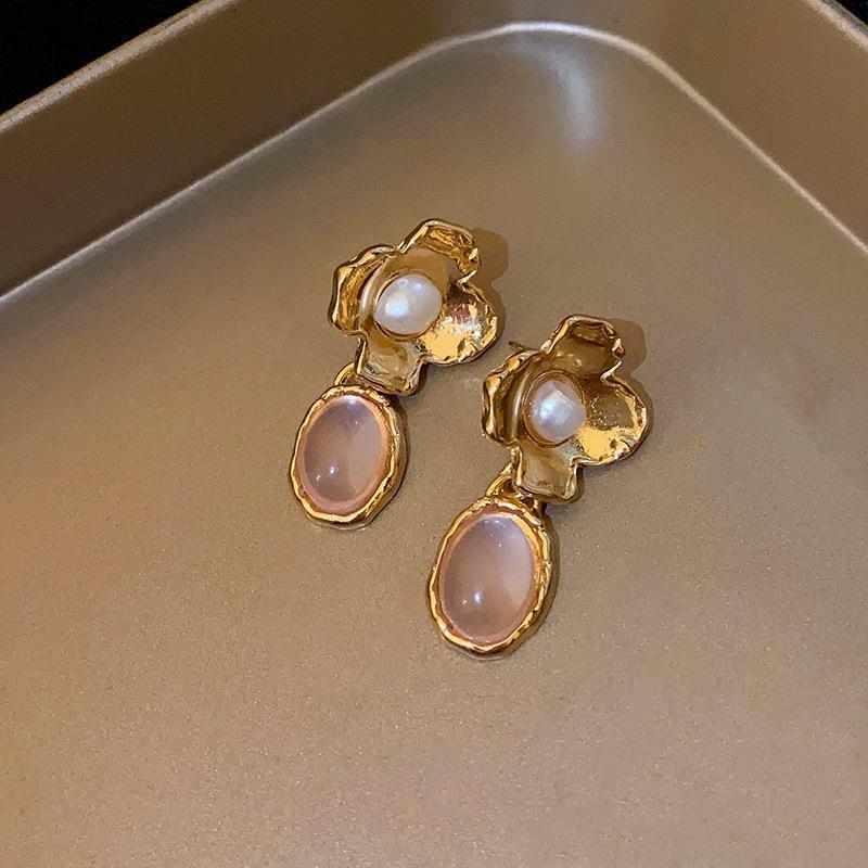 Orecchini a perno da donna vintage geometrici in lega con intarsi di strass, eleganti, artistici e retrò
