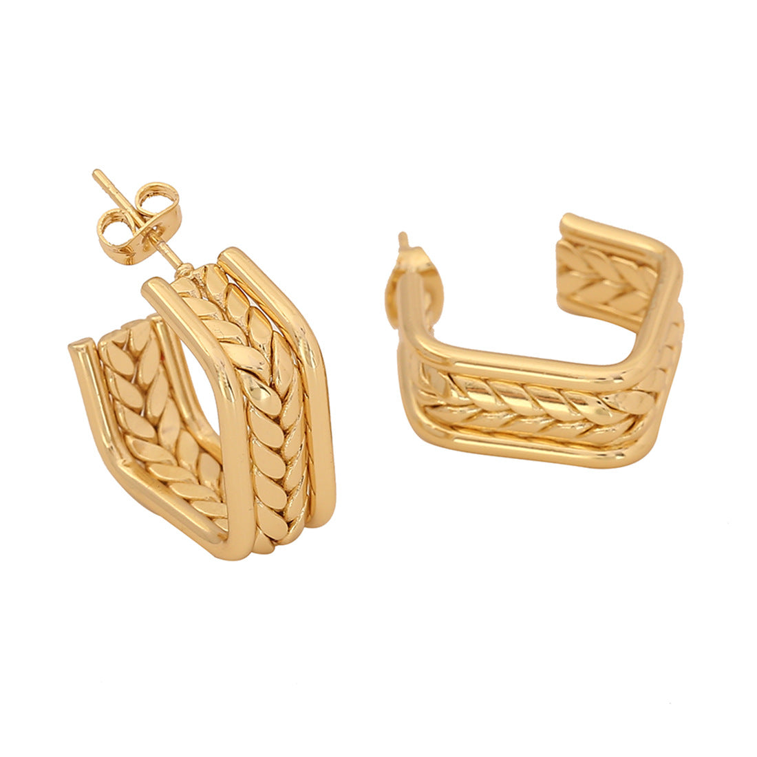 Minimalist Heart-Shaped Geometric Stainless Steel Hoop Earrings with Plated Finish