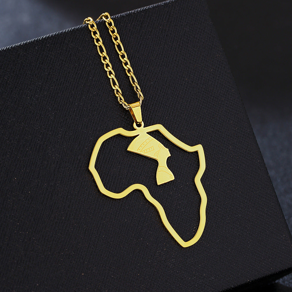Collana con Pendente Geometrico Regina Nefertiti in Acciaio Inossidabile con Finitura Lucida e Placcata per Uso Quotidiano Unisex