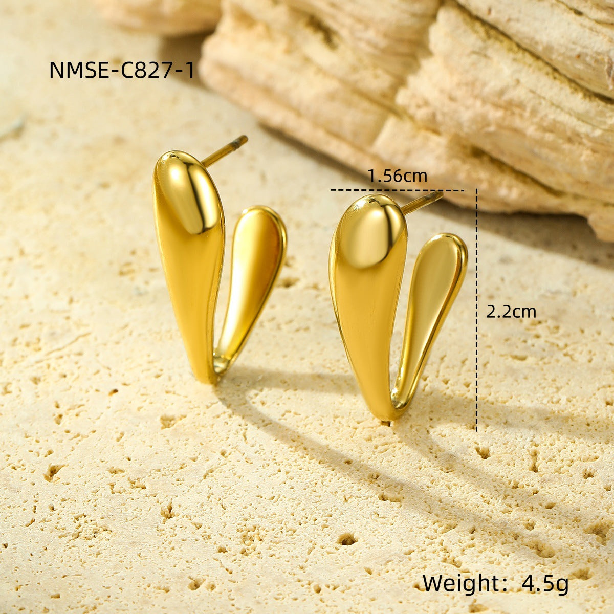 Pendientes Minimalistas de Titanio en Forma de V con Acabado Chapado para Mujer