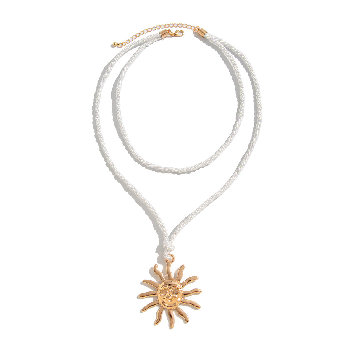 Collana con pendente a forma di girasole stilizzato, in lega con finitura placcata, da donna