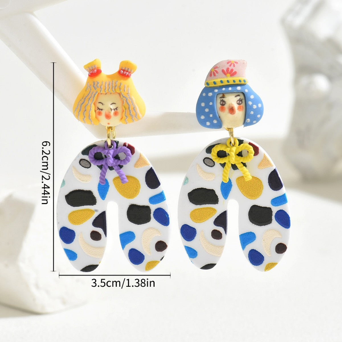 Minimalist Cartoon Character Earrings for Women with Stainless Steel Posts and Plated Finish