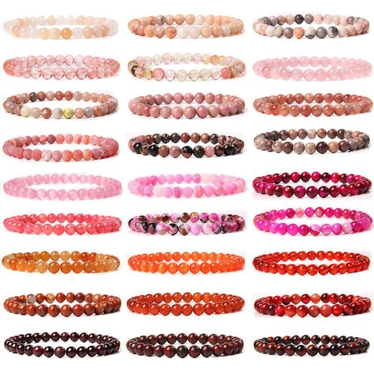 Sweet Natural Gemstone Round Beaded Stretch Bracelet Unisex