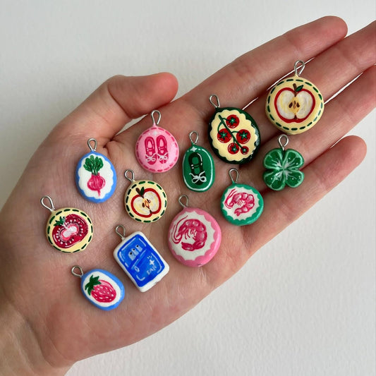 Sweet Cartoon Fruit Print Brass Pendant Necklace