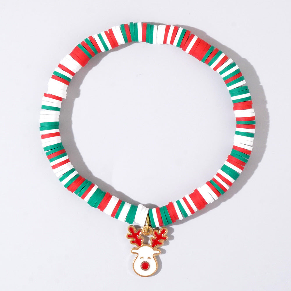 Sweet Handmade Resin Letter Geometric Beaded Bracelet Set Christmas Gift