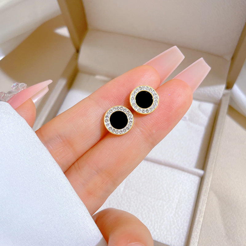Minimalist Sweet Geometric Titanium Steel Plated Stud Earrings