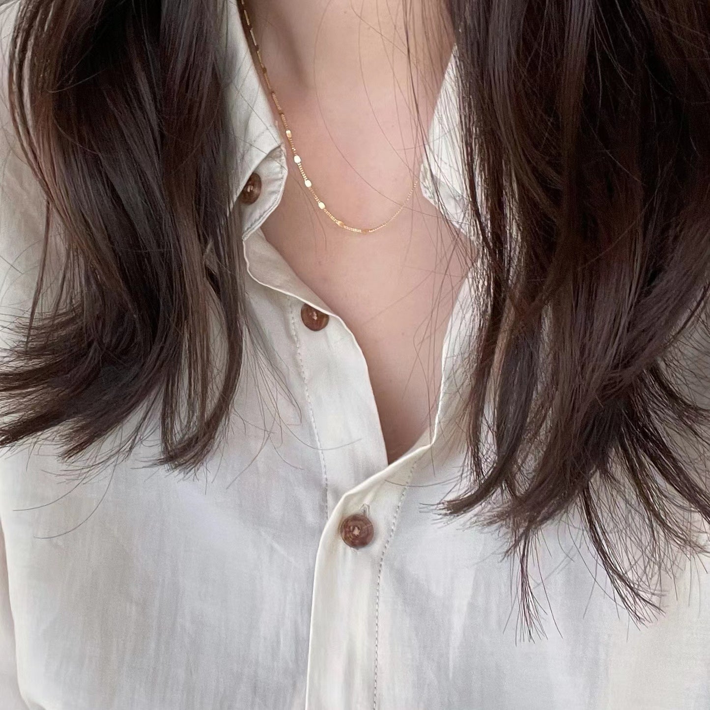 Collana Minimalista Rotonda Color Argento con Motivo Geometrico in Argento Sterling 925 con Catena a Serpente per Donne