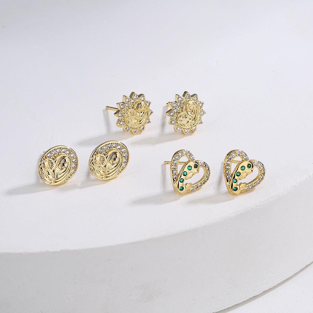 Minimalist Geometric Stud Earrings for Women Copper Base with 18K Gold Plating and Micro-Pave Zirconia