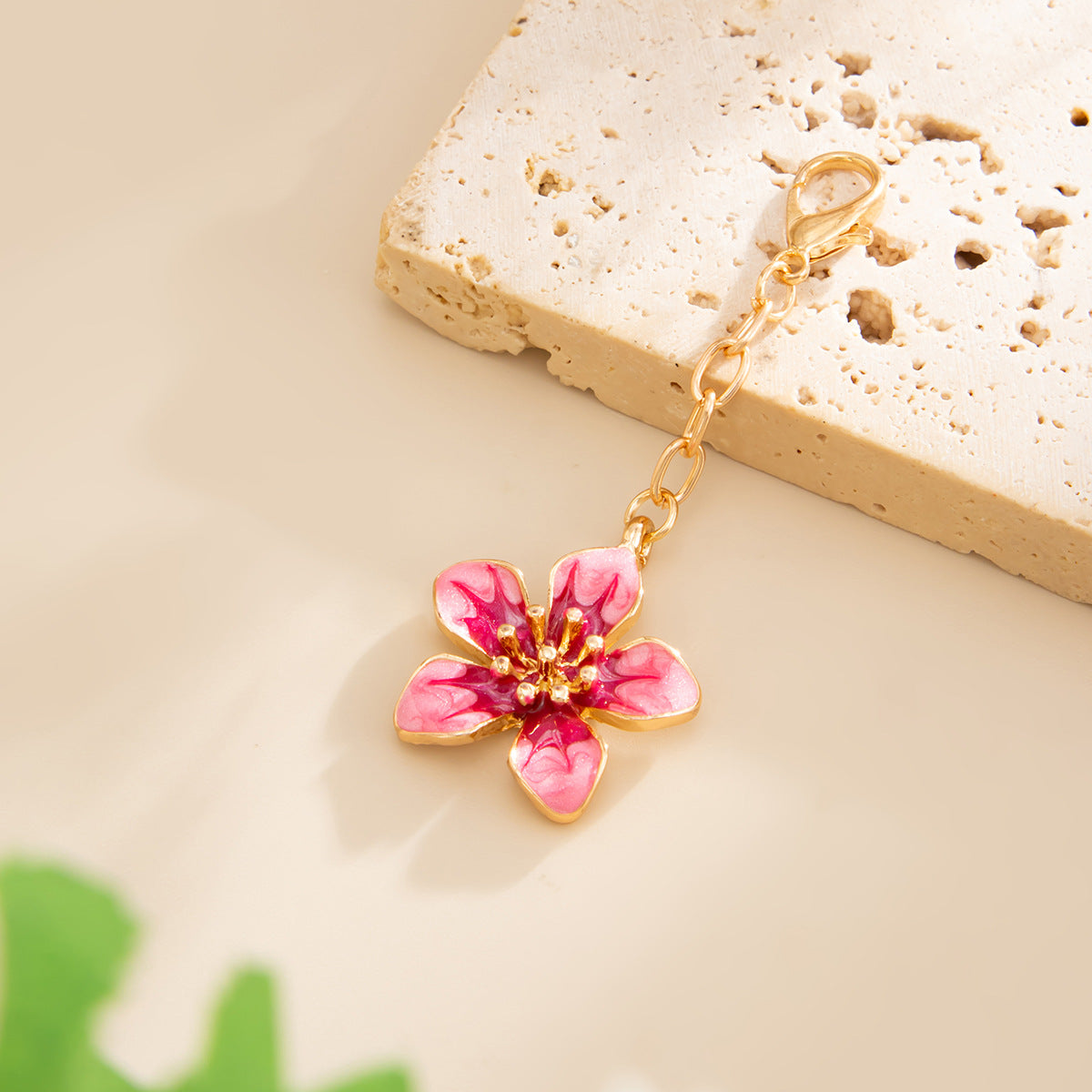 Colorful Floral Drip Oil Zinc Alloy Flower Pendant Keychain Casual Beach Style