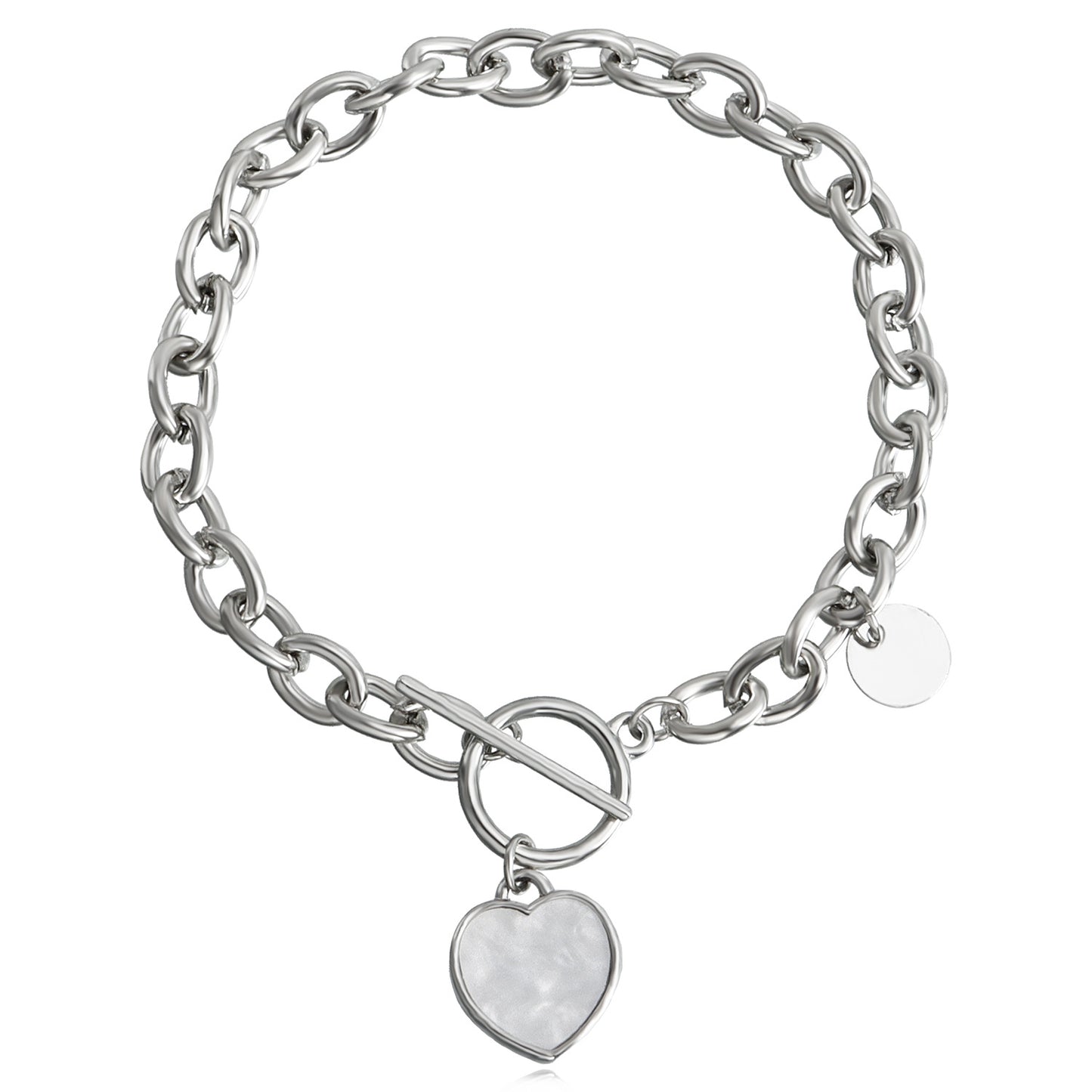 Minimalist Heart-Shaped Mother-of-Pearl Pendant Necklace for Women Alloy Chain with Plating Finish Clavicle Chain