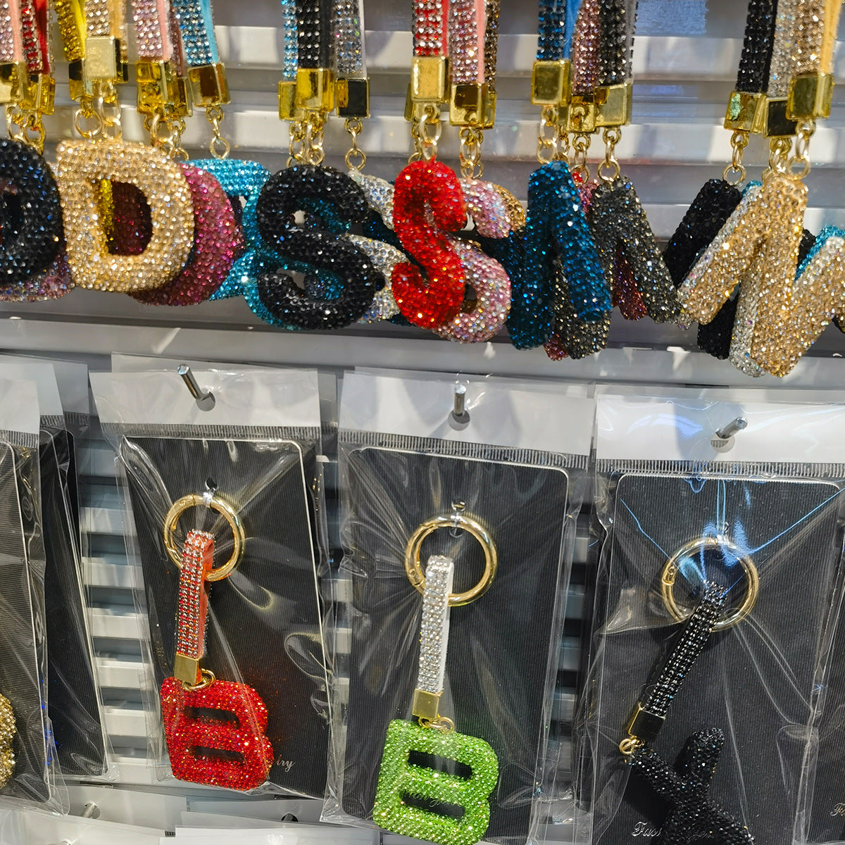 Sweet Rhinestone Inlay Letter Resin Keychain Charm Bar