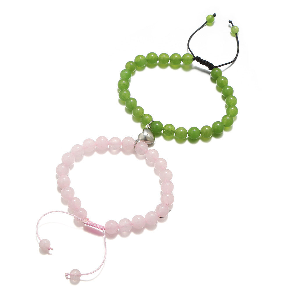 Geometric Round Natural Stone Bracelet Set for Couples