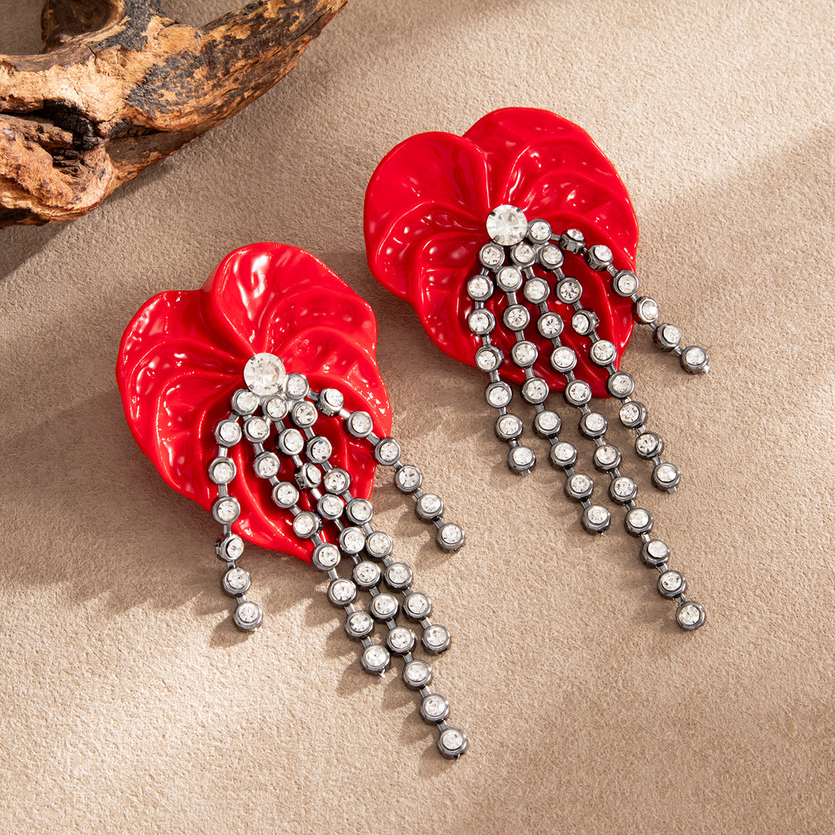 Exaggerated Luxury Rhinestone Inlaid Acrylic Leaf Drop Earrings for Women