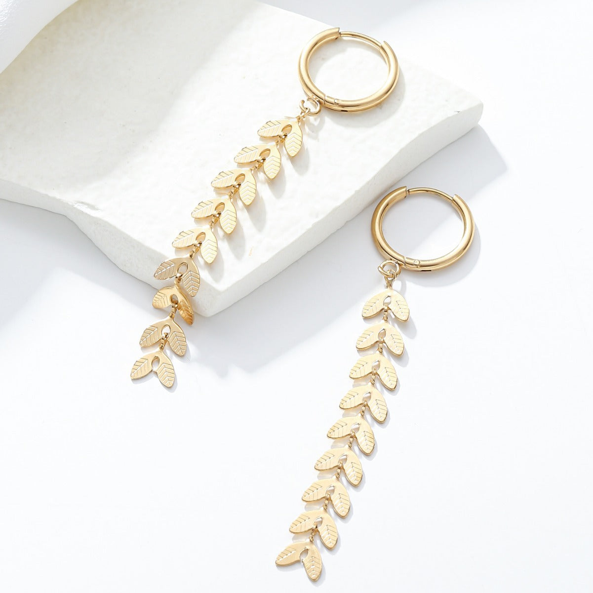 Fashionable Wheat Ear Shape Alloy Earrings with Plating Finish for Women Long Tassel Dangle Earrings