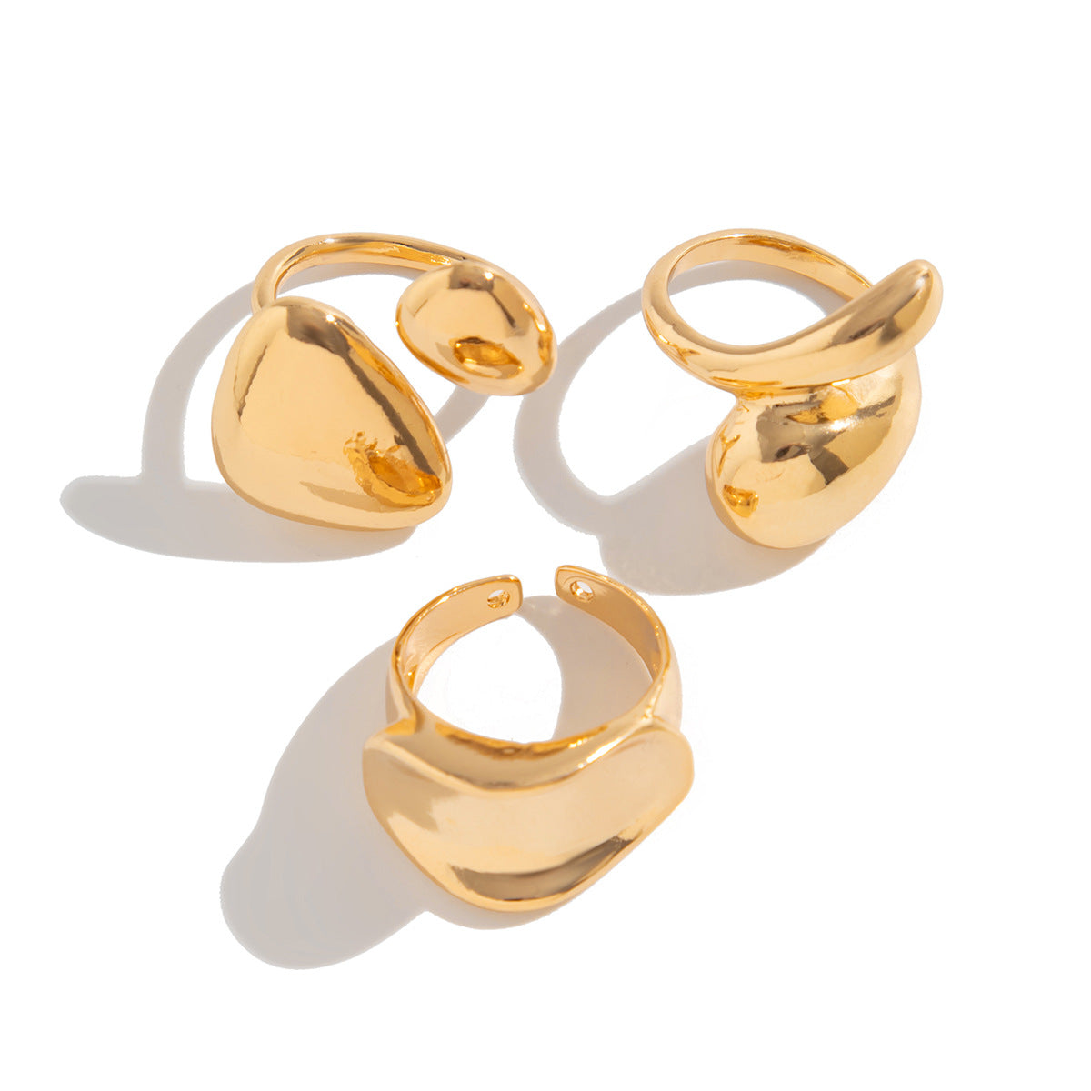 Set di anelli da donna minimalisti in lega geometrica irregolare con placcatura
