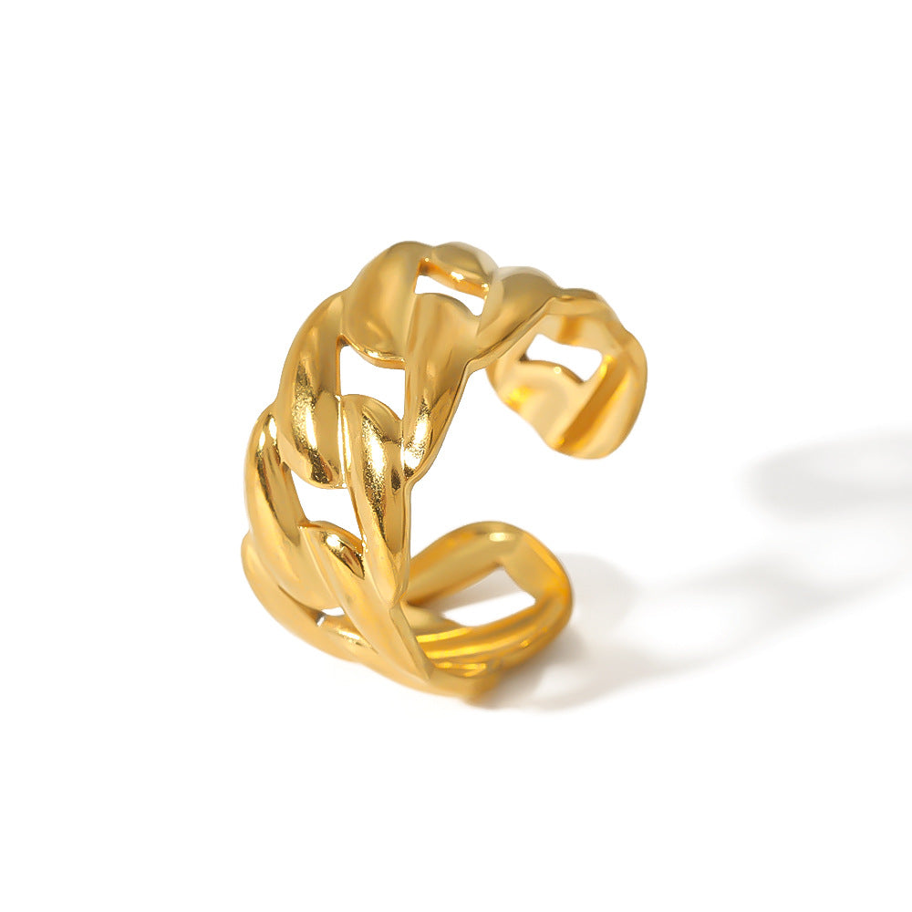 Anello Minimalista Geometrico in Acciaio Inossidabile Placcato Oro 18K Anello alla Moda Regolabile da Donna