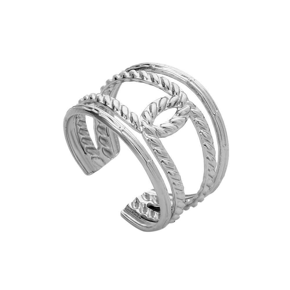 Geometric Heart Plated Titanium Steel Open Ring Unisex