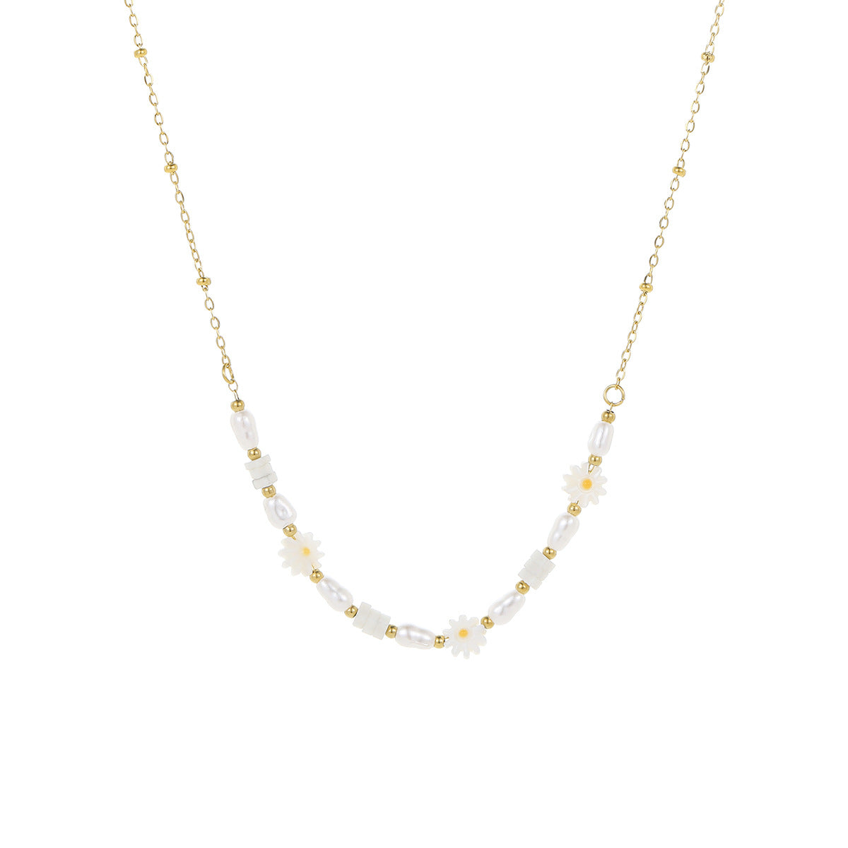 Collana Fashion con Perle Barocche a Sorriso per Donna con Catena in Acciaio Inossidabile, Design Geometrico Elettroplaccato, Gioielli Minimalisti per Clavicola