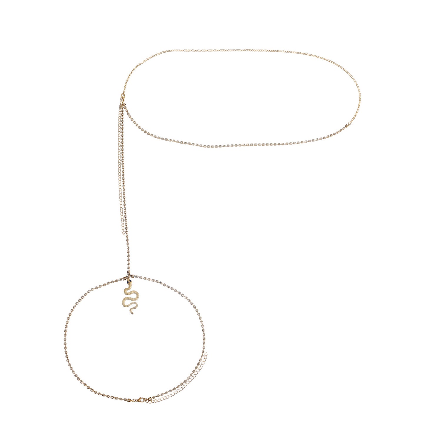 Vintage Punk Rhinestone Claw Body Chain Set for Women with Snake Pendant Waist Chain and Thigh Chain