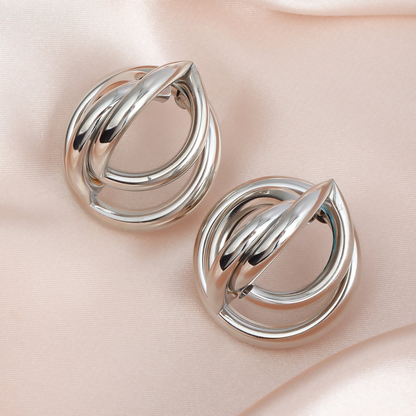 Geometric Metal Tube Earrings for Women with Electroplated Finish and Irregular 3D Design