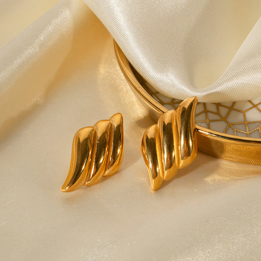 Vintage Minimalist 18K Gold Plated Geometric Hoop Earrings for Women Stainless Steel
