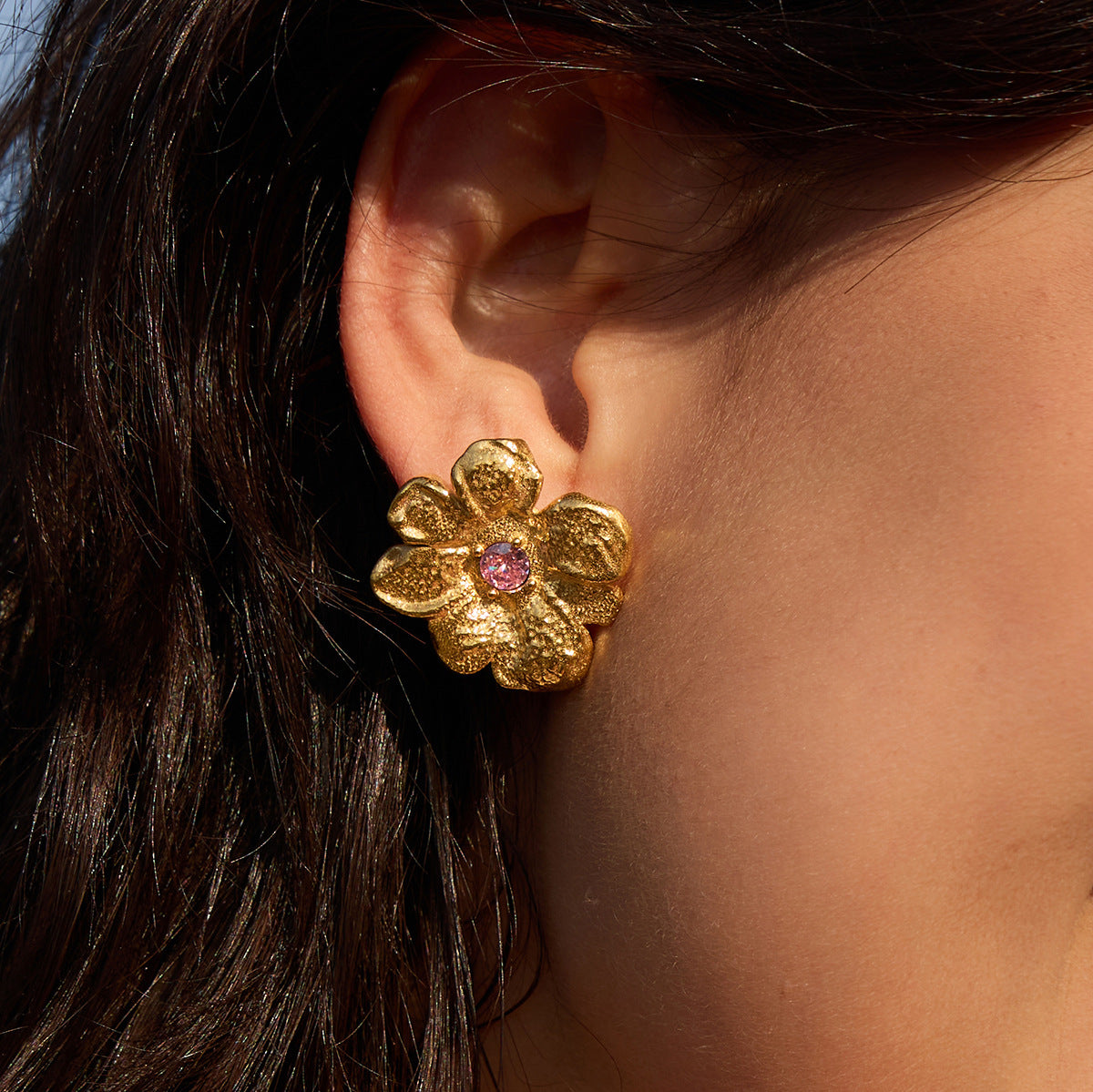 Minimalist Elegant Geometric Floral Titanium Steel Earrings PVD Plated