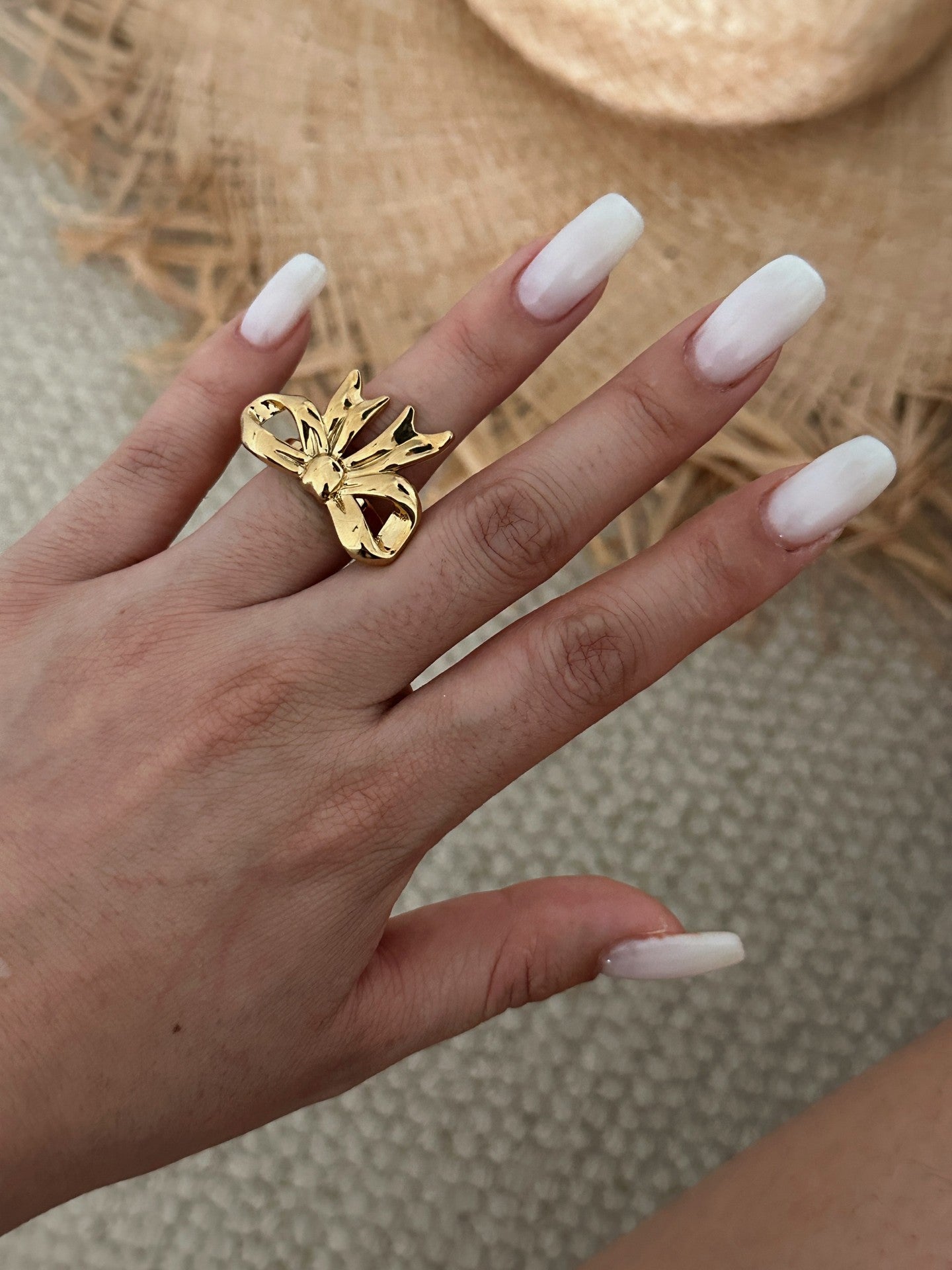 Vintage Luxury Irregular Geometric Plated Stainless Steel Ring with Pearl for Women