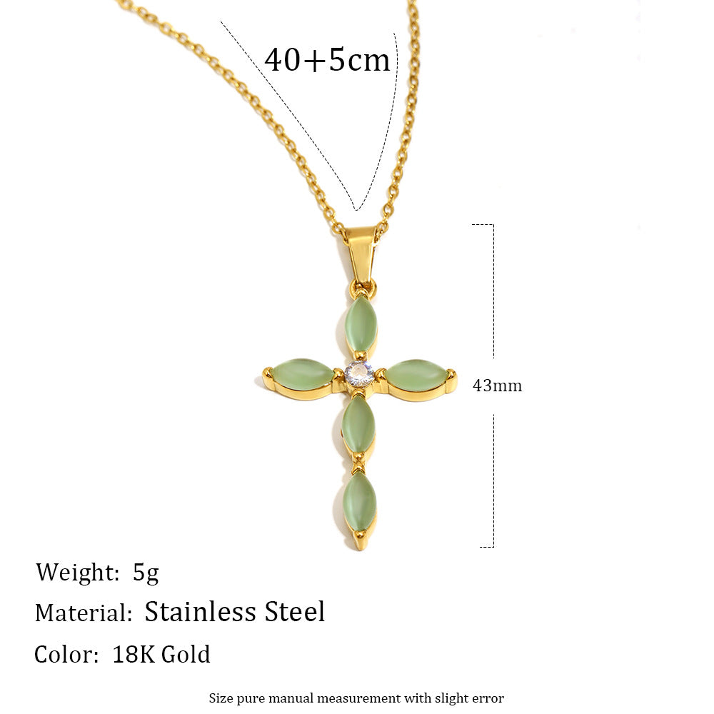 Minimalist Geometric Cross Pendant Necklace for Women in Stainless Steel with 18K Gold Plating