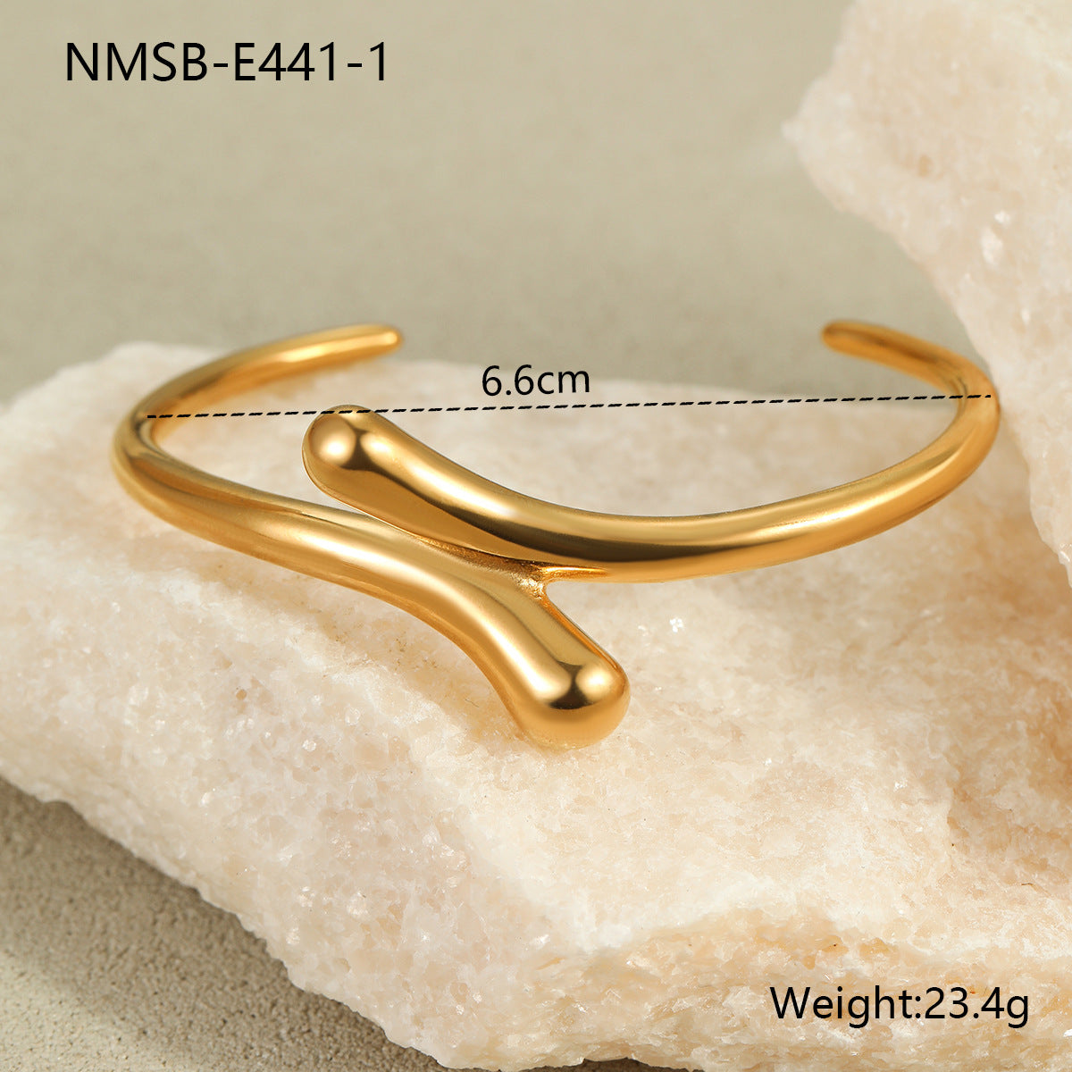 Minimalist Geometric Stainless Steel Bracelet with 18K Gold Plating for Women