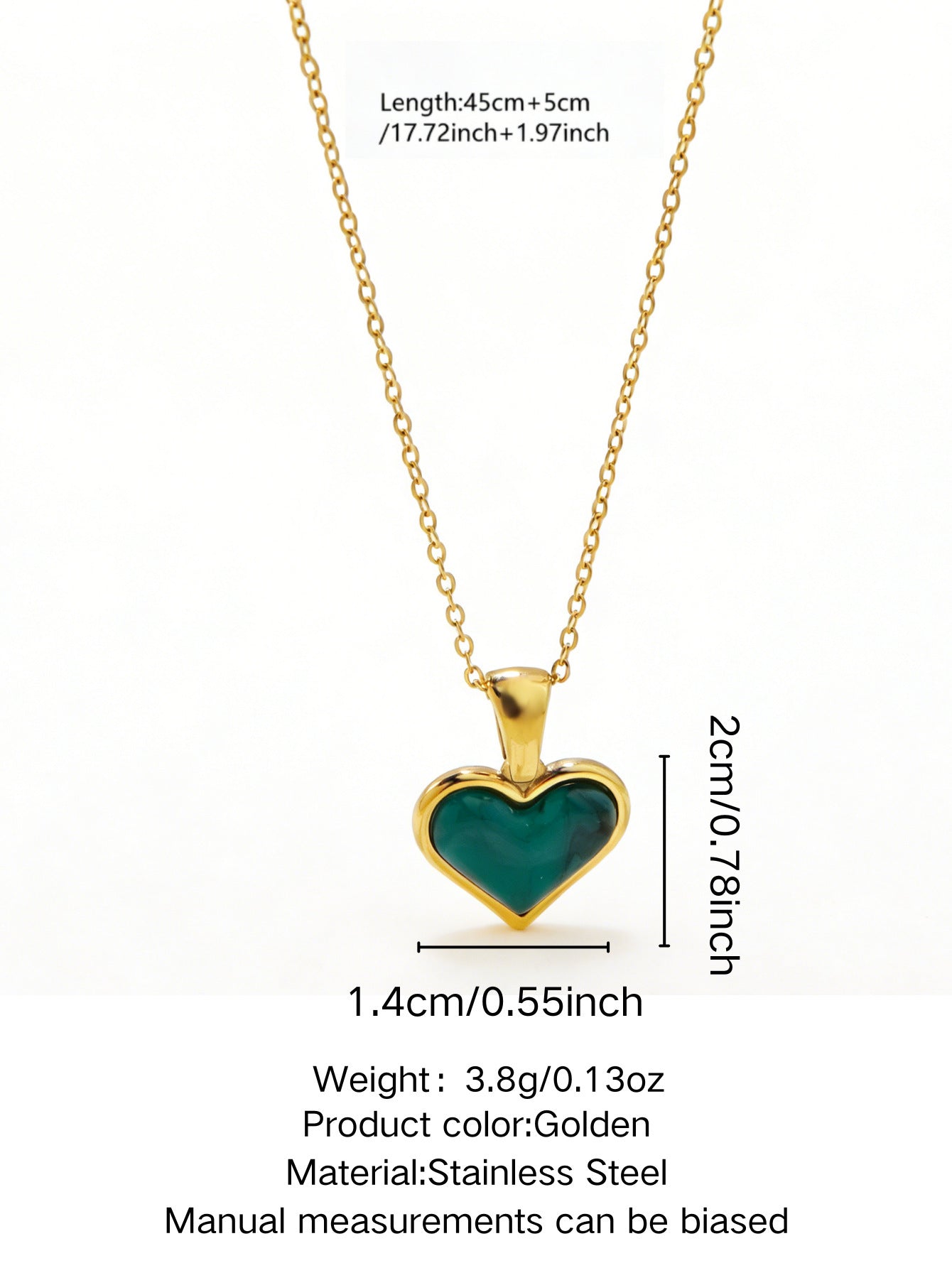 Luxury 18K Gold Plated Heart Stainless Steel Necklace for Women