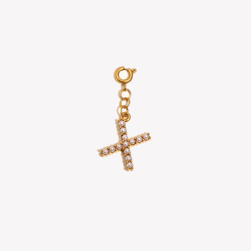 Barretta con Ciondolo a Lettera o Numero in Acciaio Inossidabile Placcato Oro 18K Minimalista da Donna