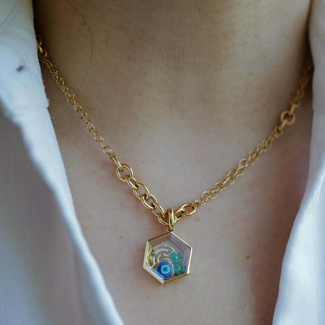 Collana da uomo e da donna con ciondolo a barra geometrico quadrato a quadrifoglio fai da te in ottone placcato oro 18K, stile minimalista
