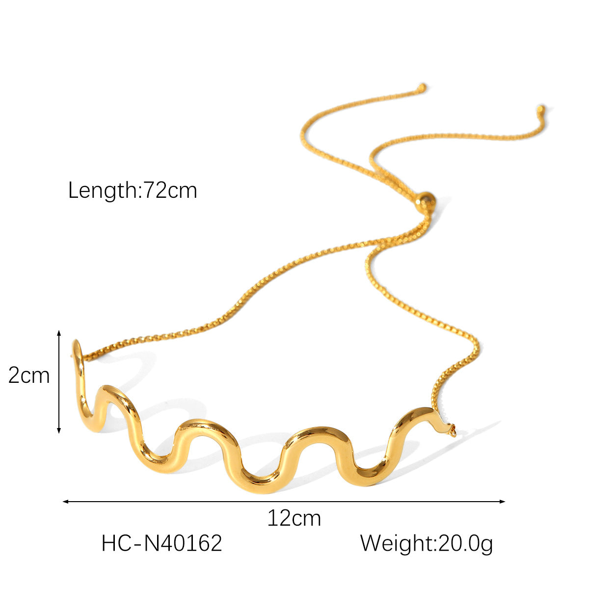 Collana da Donna Minimalista con Catena a Onda Geometrica in Acciaio Inox Placcato Oro 18K