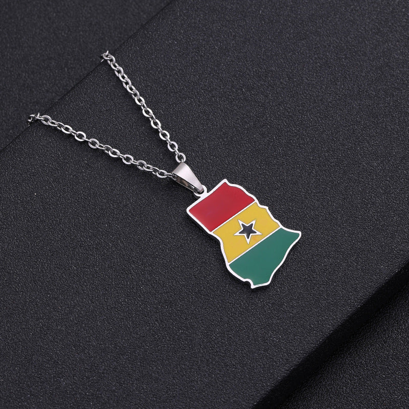 Collana con ciondolo geometrico etnico vintage in acciaio inossidabile con finitura smaltata, unisex