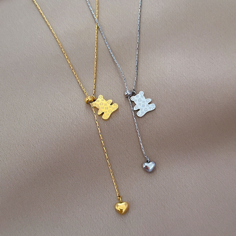 Collana Minimalista Placcata in Acciaio al Titanio a Forma di Cuore per Donne e Uomini con Ciondolo Geometrico