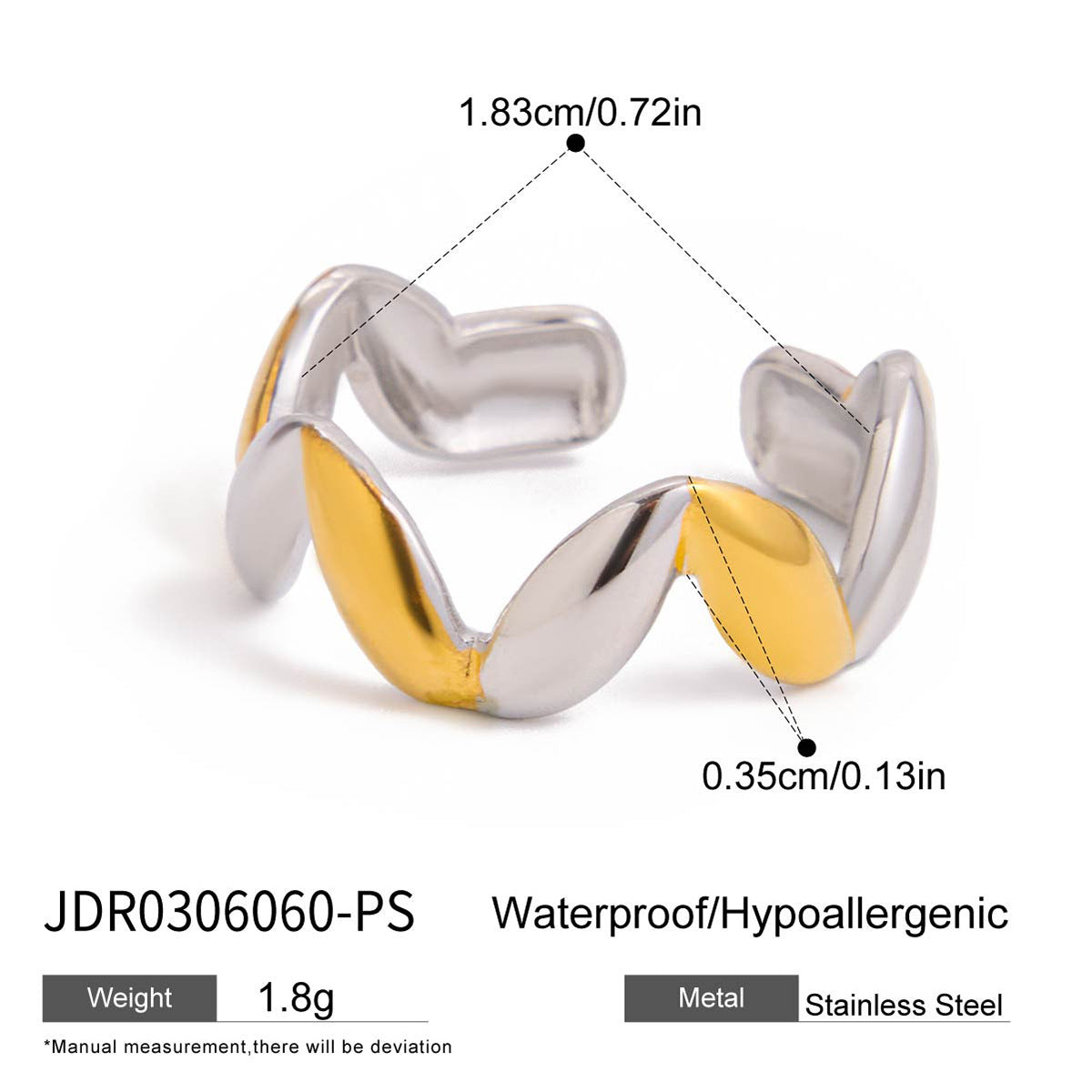 Anello Geometrico in Acciaio Inox con Finitura Galvanizzata da Donna, Gioiello Minimalista alla Moda
