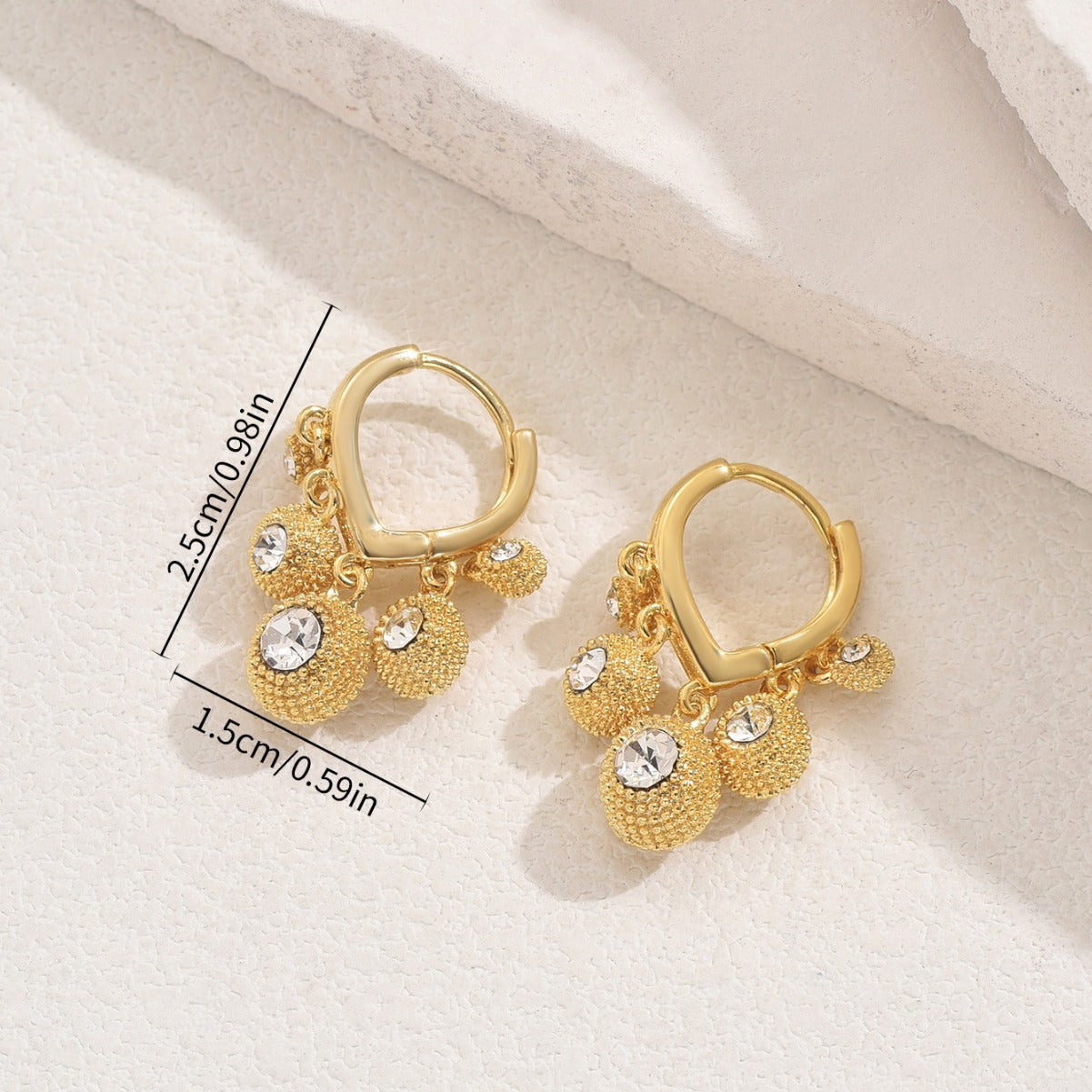 Orecchini da donna in rame con strass a forma geometrica, stile pendolare, alla moda