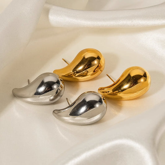 Pendientes de gota geométricos minimalistas de cobre pulido con acabado chapado, joyas para la oreja versátiles y elegantes