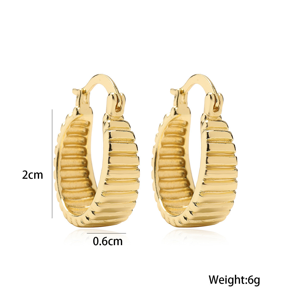 Minimalist Geometric Copper Earrings with Real Gold Plating for Women, Threaded Hoop Style