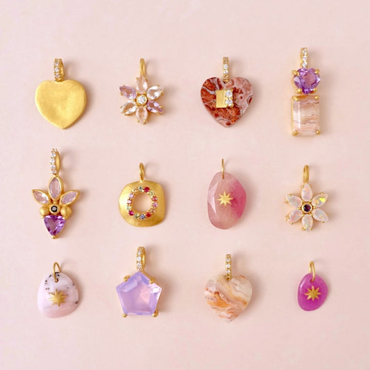 Elegant Gold Plated Brass Heart and Floral Jade Pendant Charm Bar Necklace for Unisex