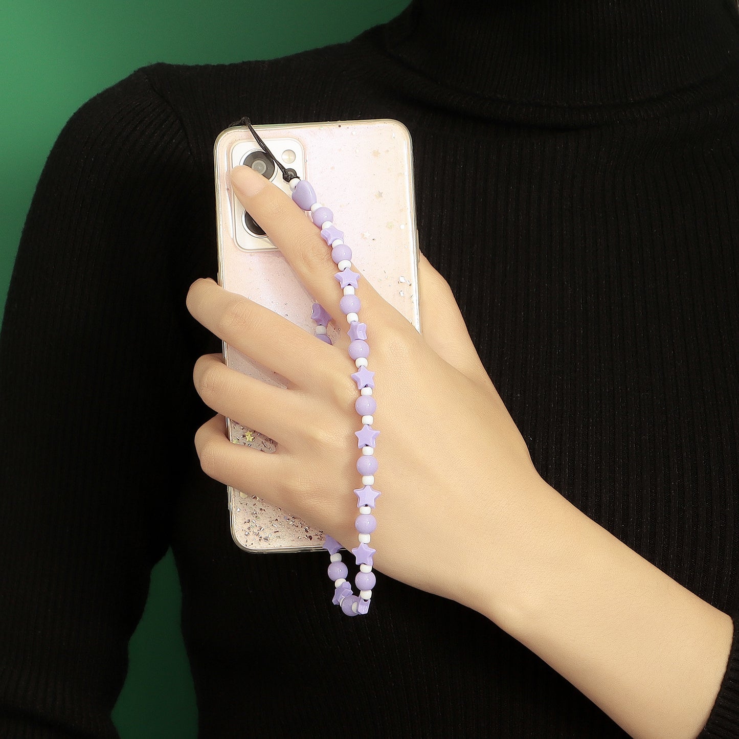 Minimalist Heart Floral Acrylic Plated Charm Bar Phone Strap