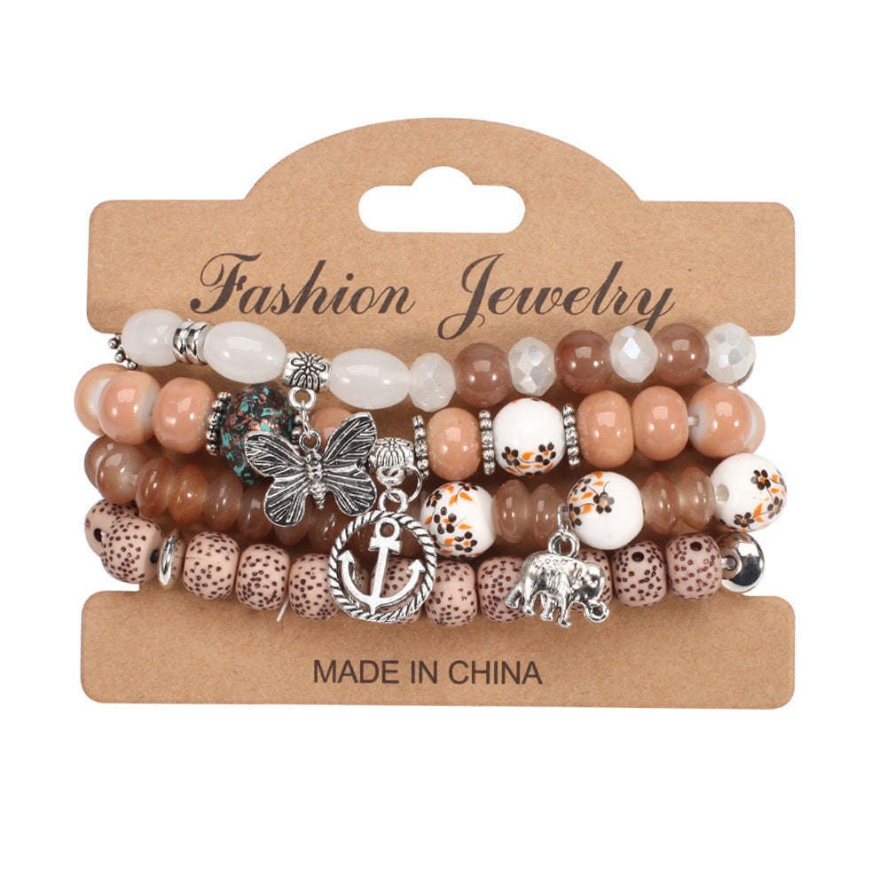 Bohemian Butterfly Floral Natural Stone Bracelet Unisex