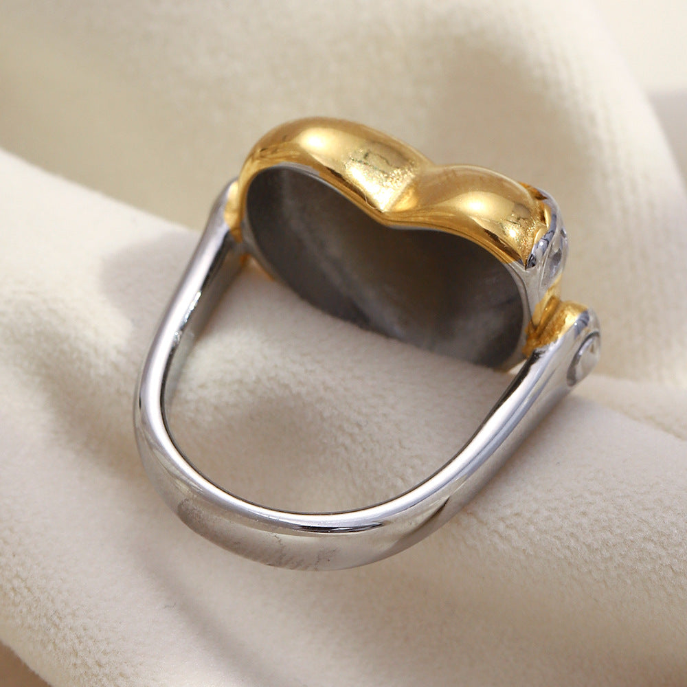 Anillo minimalista geométrico de acero inoxidable con baño de oro de 18 quilates para mujer