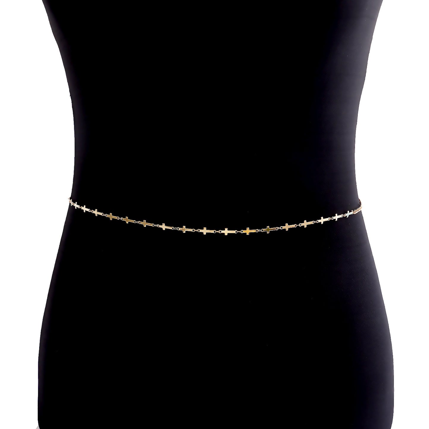 Minimalist Mini Cross Waist Chain for Women Made of Metal with Punk Style Accent