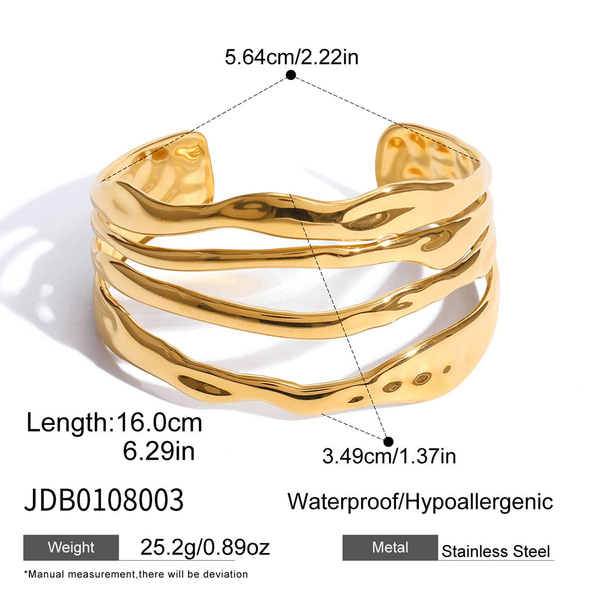 Pulsera Minimalista de Acero Inoxidable con Baño Geométrico y Circonita para Mujer