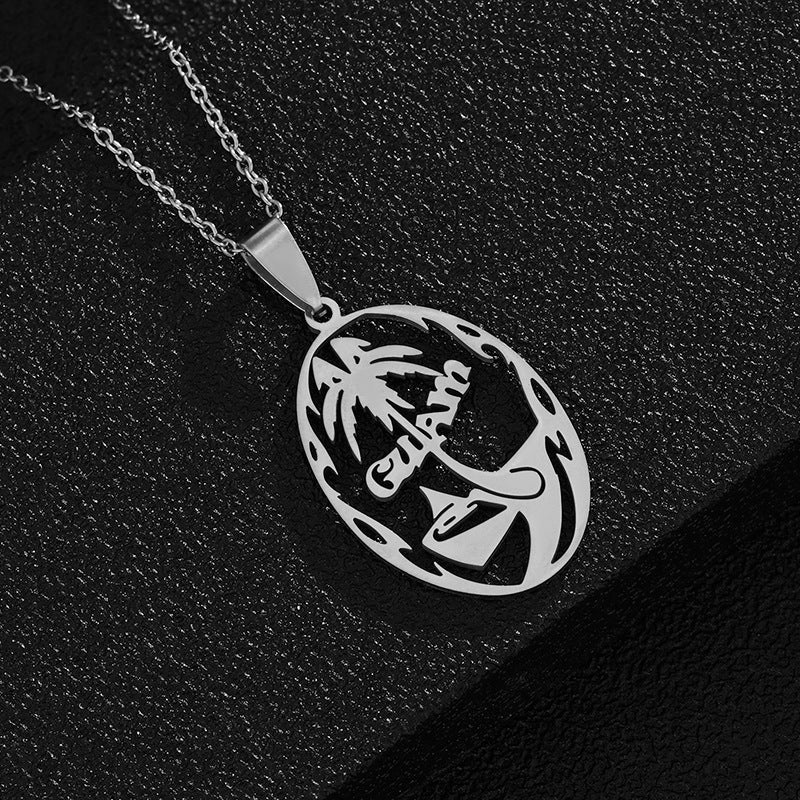 Collana unisex con ciondolo a lettera in acciaio inossidabile di moda, con charm in acciaio al titanio e finitura placcata