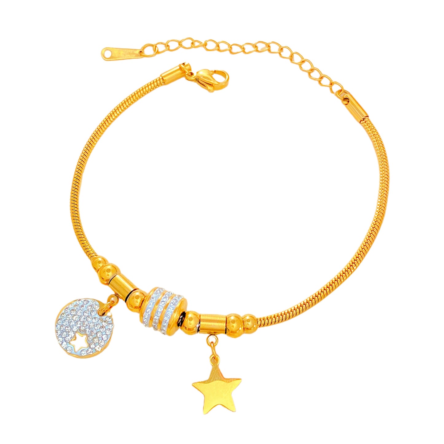 Luxury Geometric Titanium Steel 18K Gold Plated Bracelet for Women