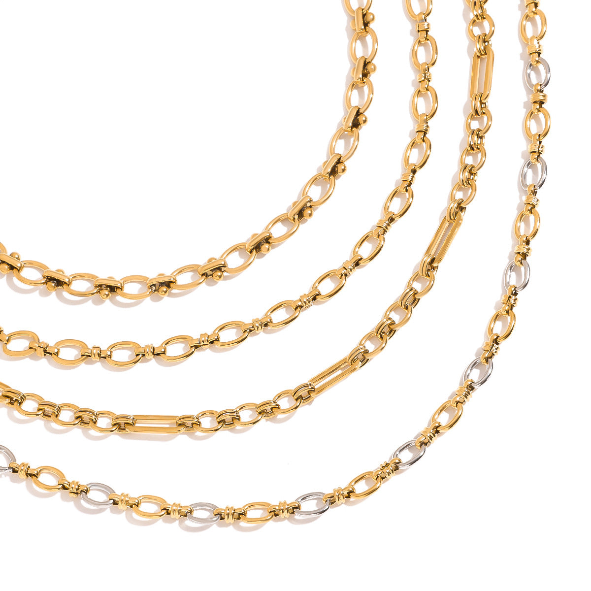 Elegante collar de acero inoxidable con baño de oro de 18 quilates y colgante de acero de titanio para mujer