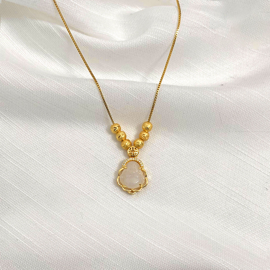 Original Design Irregular Pendant Necklace for Women in Titanium Steel with Plated Gold Finish
